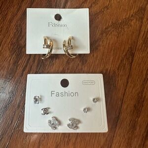 Gold and Silver Earrings 2 pairs NWT